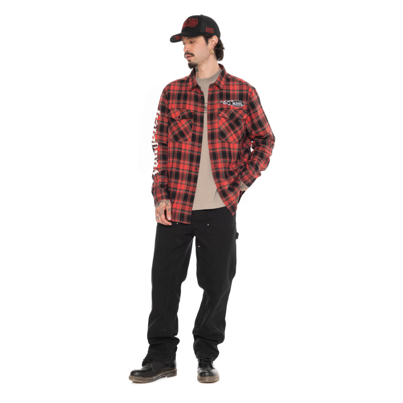 Chemise en Coton à carreaux coupe Régular Manches longues Rouge | homme - Vondutch | Von Dutch