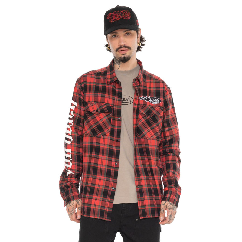 Chemise en Coton à carreaux coupe Régular Manches longues Rouge | homme - Vondutch | Von Dutch