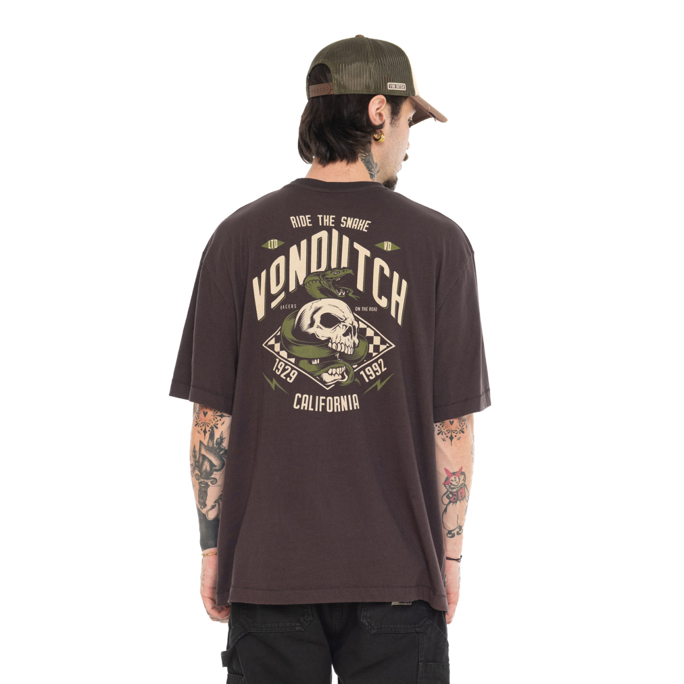 Tee Shirt Marron coupe Oversize Col rond JOSE | Homme - Vondutch | Von Dutch