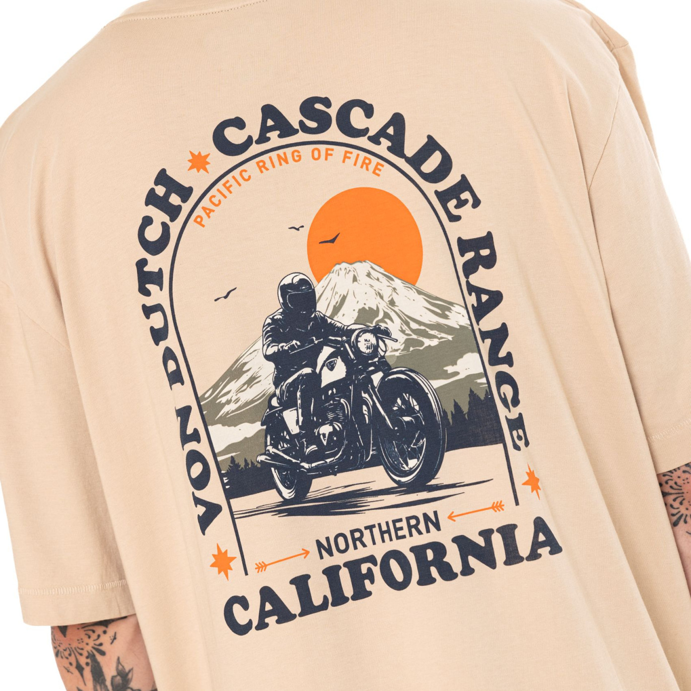 T-shirt homme relax en jersey avec print devant et dos Road
