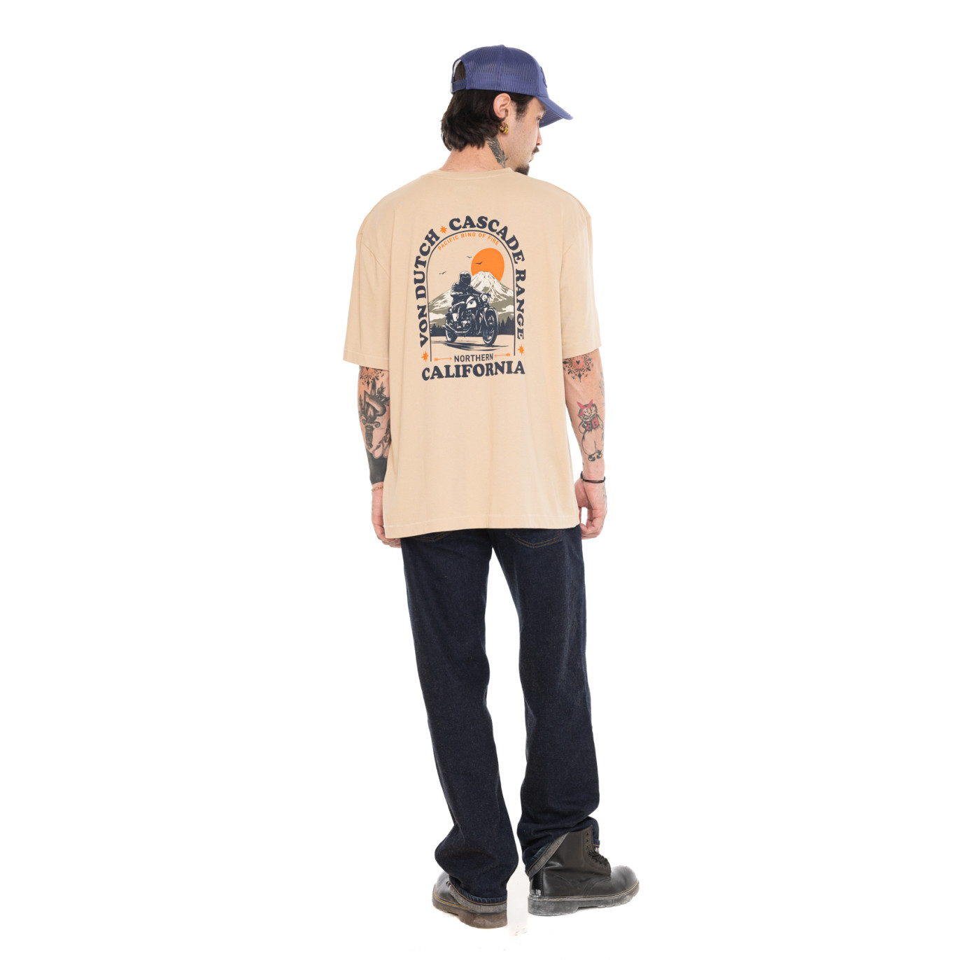 T-shirt homme relax en jersey avec print devant et dos Road