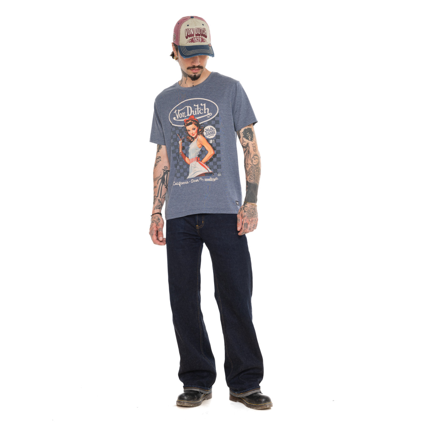 T-shirt homme regular col rond imprimé devant Cream