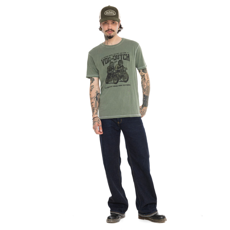 T-shirt homme regular col rond maille piquée et print devant Flesh