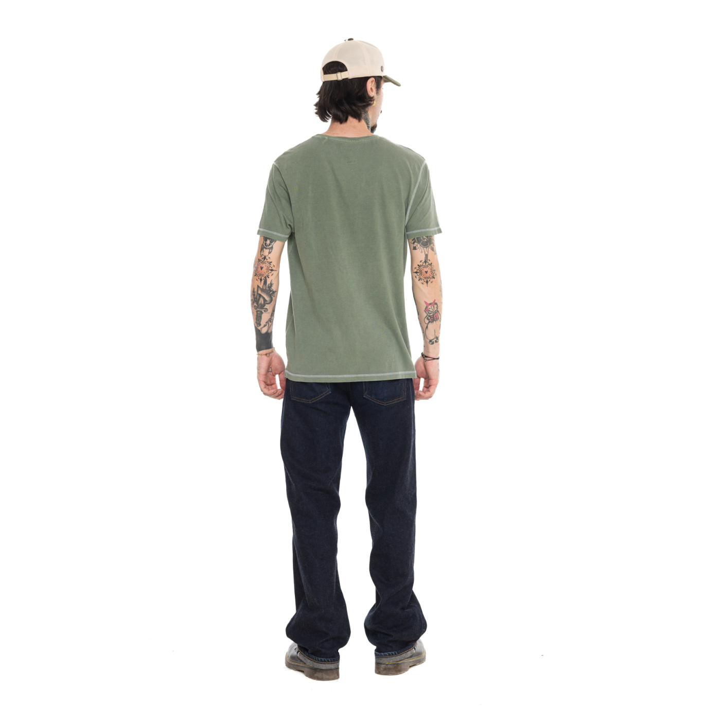 T-shirt homme regular col rond maille piquée et print devant Flesh