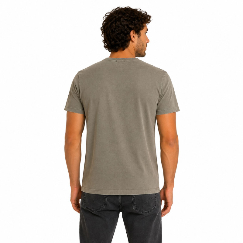 T-shirt homme regular acid wash en jersey print devant Forest