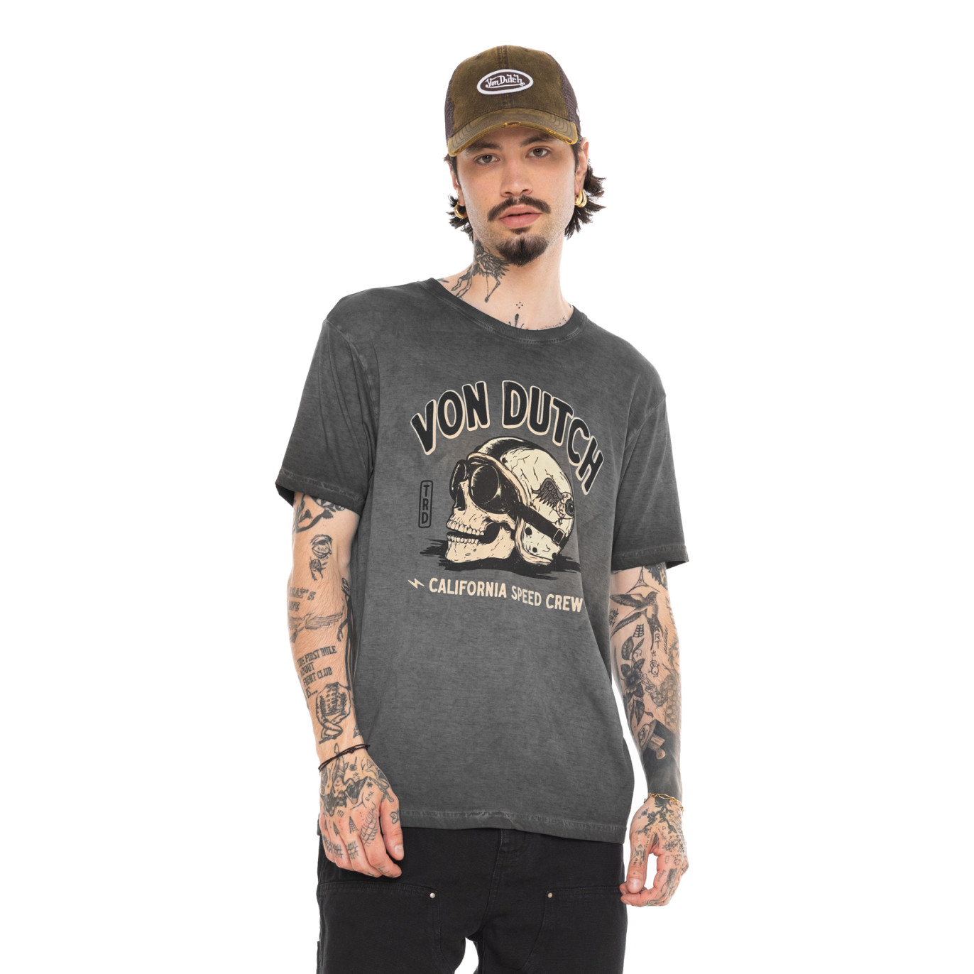T-shirt homme regular heavy wash en jersey print devant Gary