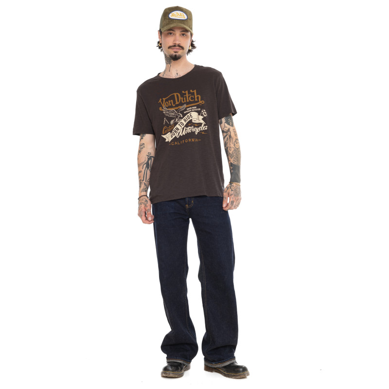 T-shirt homme regular en slub heavy wash print devant Pedro