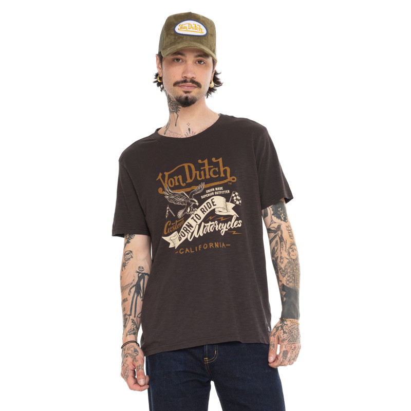 T-shirt homme regular en slub heavy wash print devant Pedro