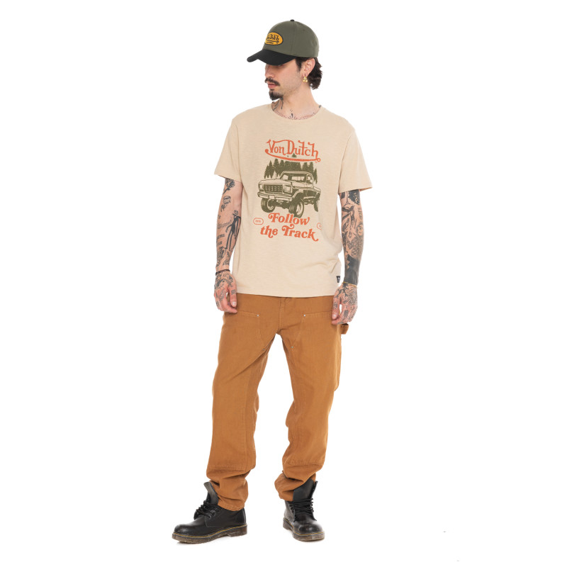 T-shirt homme regular en slub heavy wash print devant Track
