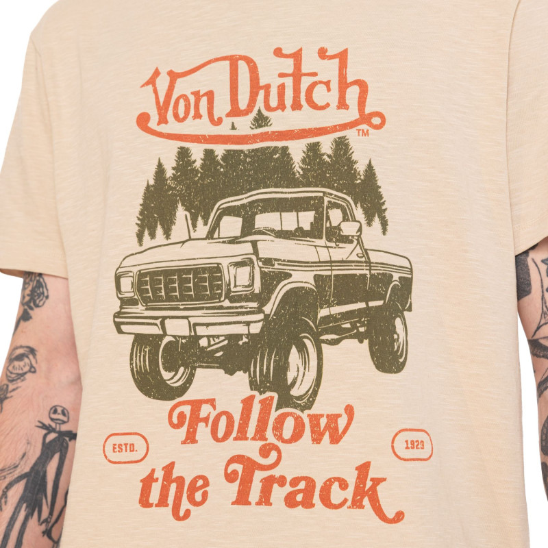 T-shirt homme regular en slub heavy wash print devant Track