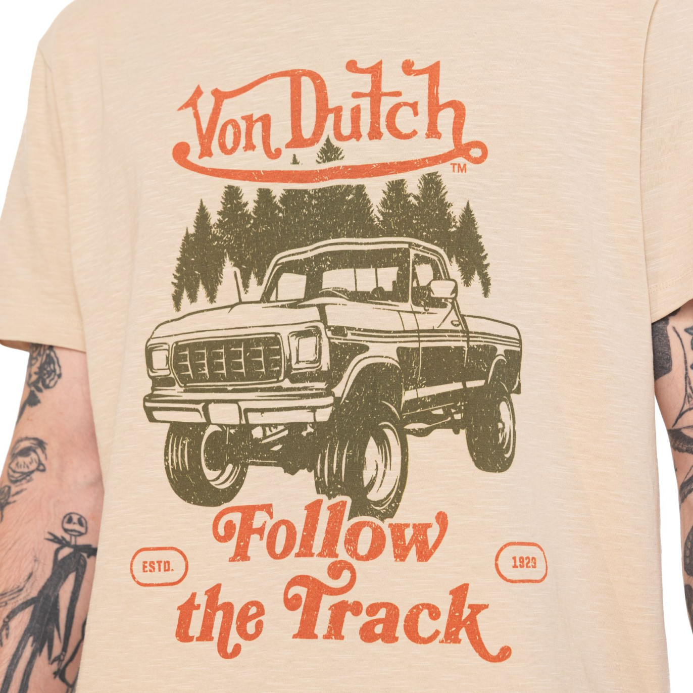 T-shirt homme regular en slub heavy wash print devant Track