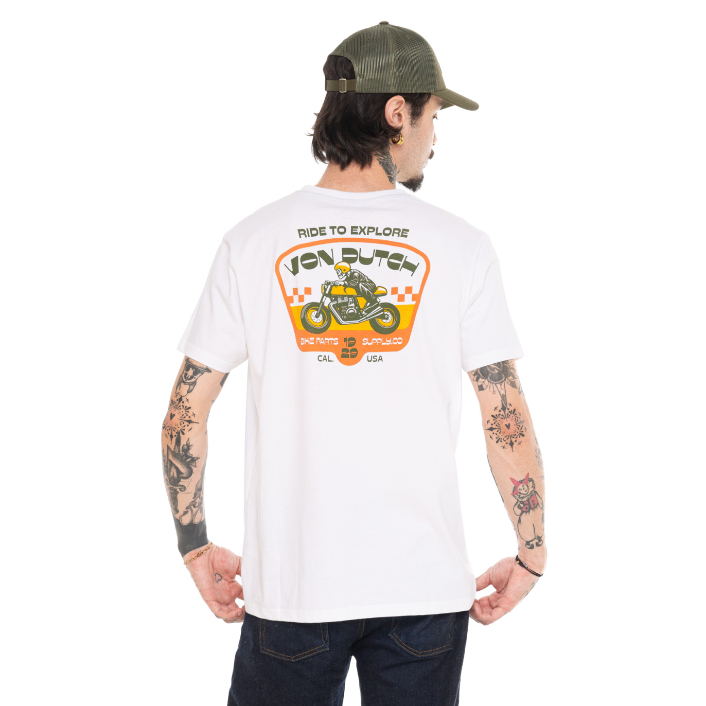 Tee Shirt Blanc coupe Régular Col V NASH | Homme - Vondutch | Von Dutch