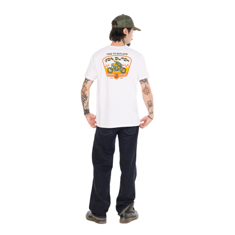 Tee Shirt Blanc coupe Régular Col V NASH | Homme - Vondutch | Von Dutch