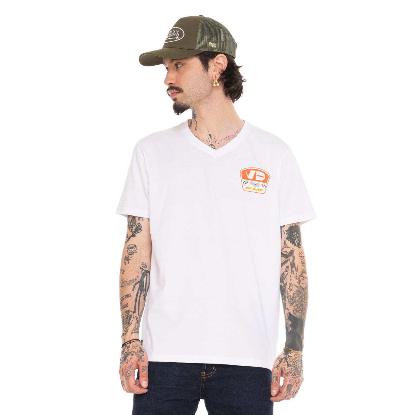 Tee Shirt Blanc coupe Régular Col V NASH | Homme - Vondutch | Von Dutch