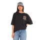 Tee Shirt Noir coupe Oversize Col rond FLOWER | Femme - Vondutch
