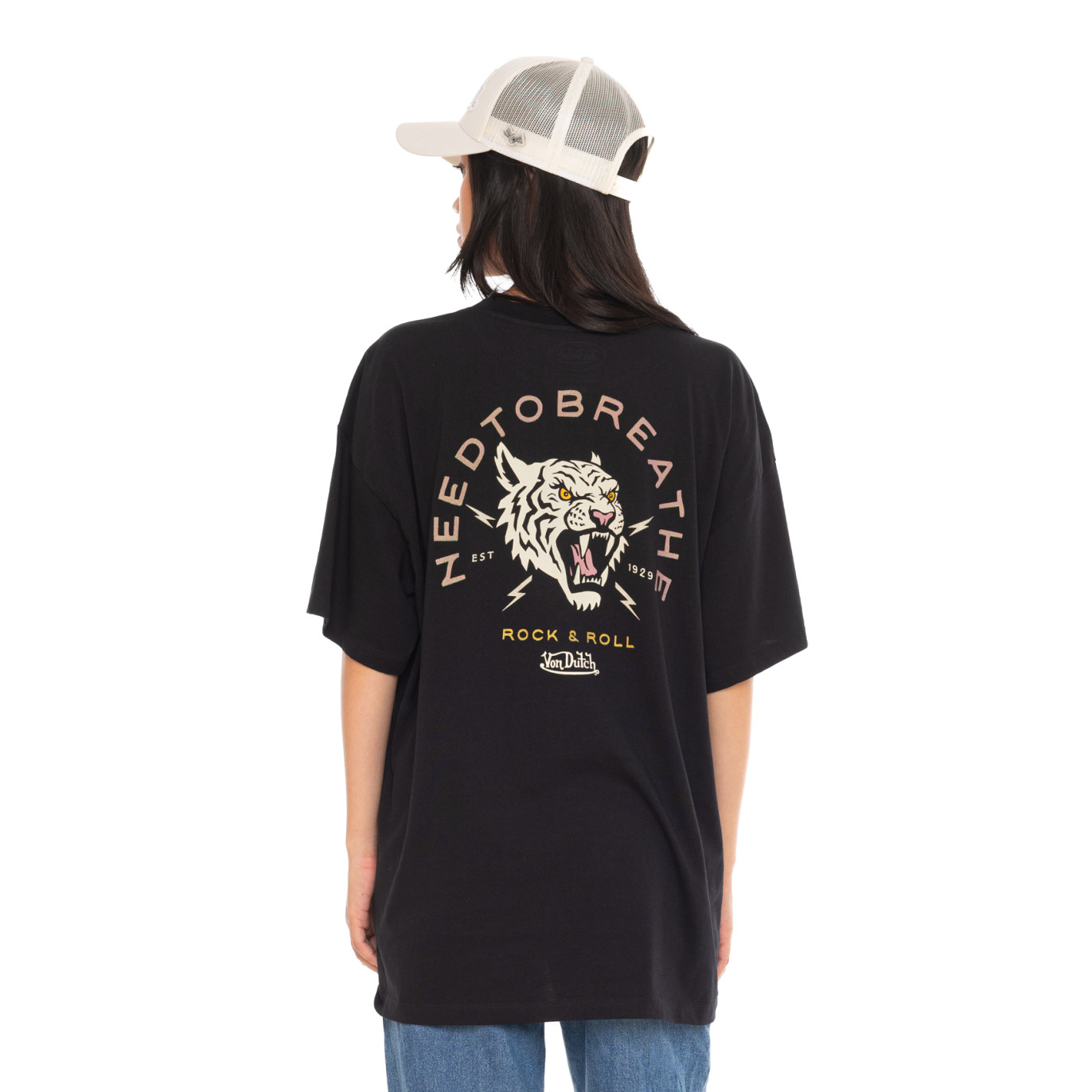 Tee Shirt Noir coupe Oversize Col rond TIGER | Femme - Vondutch
