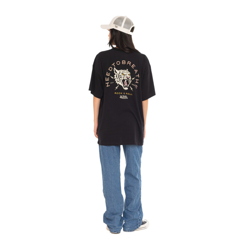 Tee Shirt Noir coupe Oversize Col rond TIGER | Femme - Vondutch