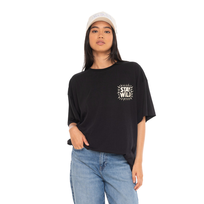 Tee Shirt Noir coupe Oversize Col rond TIGER | Femme - Vondutch