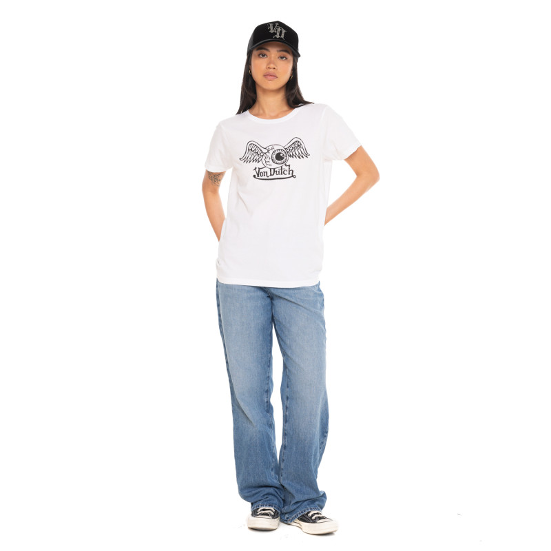 Tee Shirt Blanc coupe Régular Col rond RETRO | Femme - Vondutch