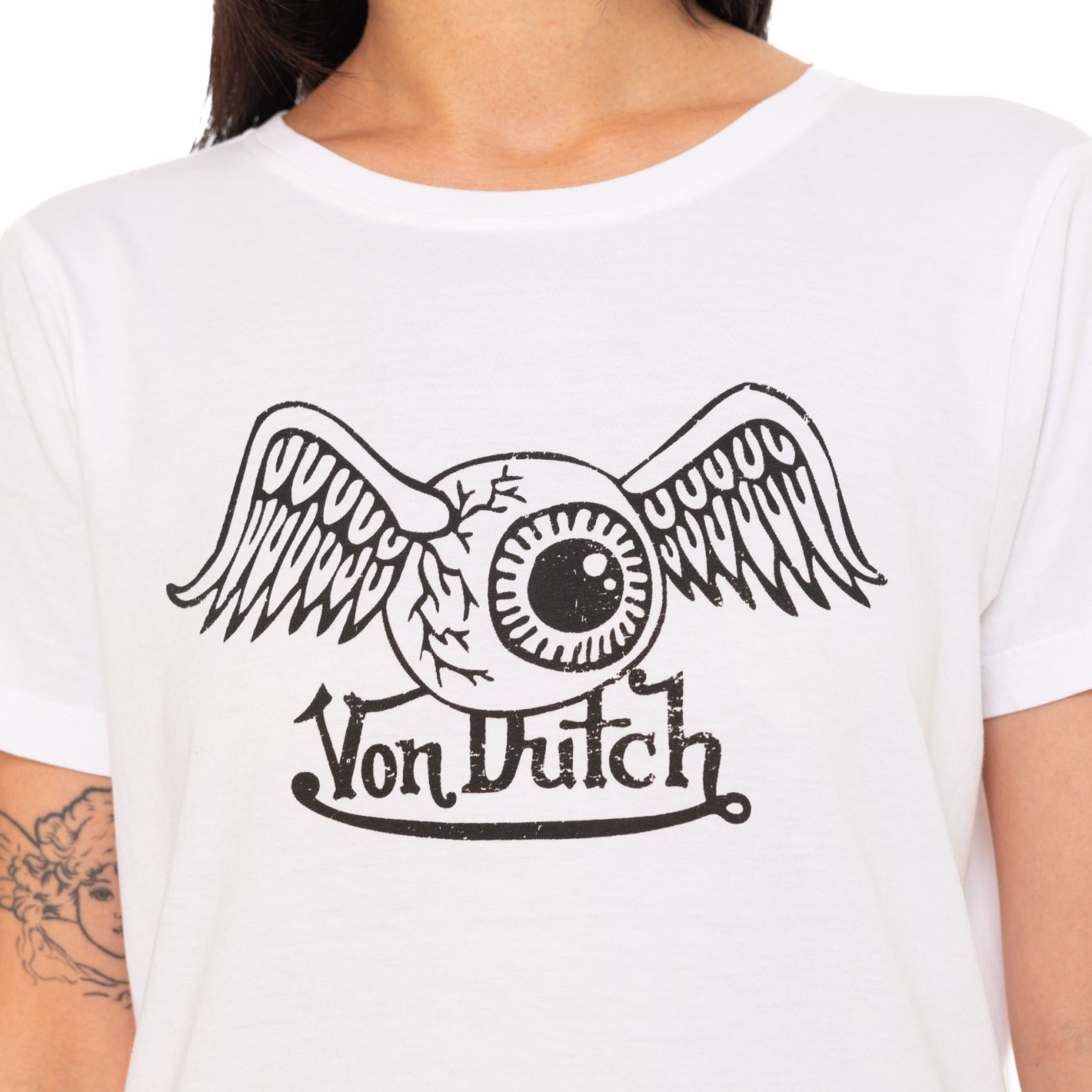 Tee Shirt Blanc coupe Régular Col rond RETRO | Femme - Vondutch