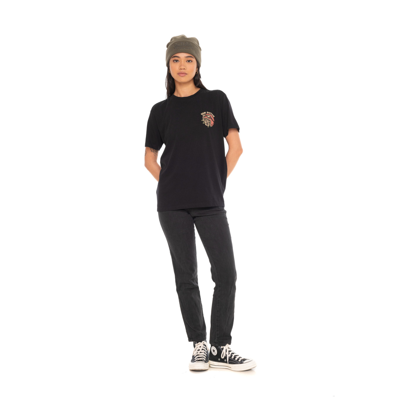 Tee Shirt Noir coupe Régular Col rond SMOKE | Femme - Vondutch