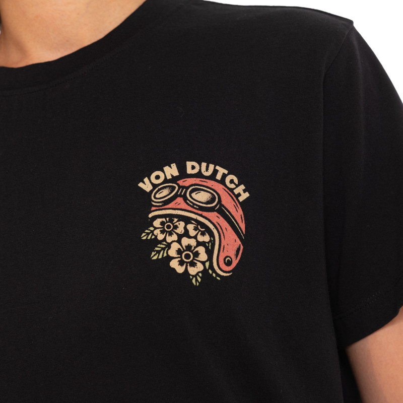 Tee Shirt Noir coupe Régular Col rond SMOKE | Femme - Vondutch