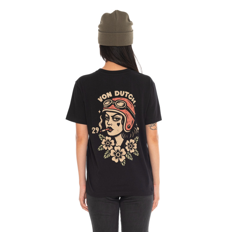 Tee Shirt Noir coupe Régular Col rond SMOKE | Femme - Vondutch