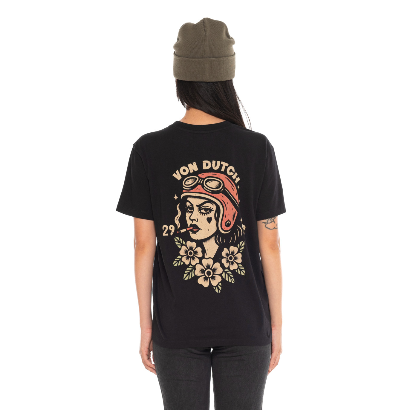 Tee Shirt Noir coupe Régular Col rond SMOKE | Femme - Vondutch