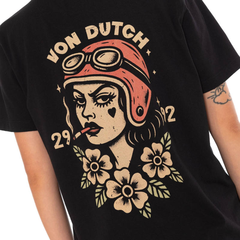 Tee Shirt Noir coupe Régular Col rond SMOKE | Femme - Vondutch