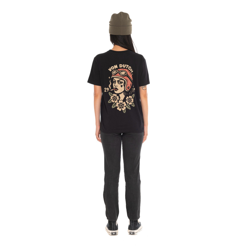 Tee Shirt Noir coupe Régular Col rond SMOKE | Femme - Vondutch