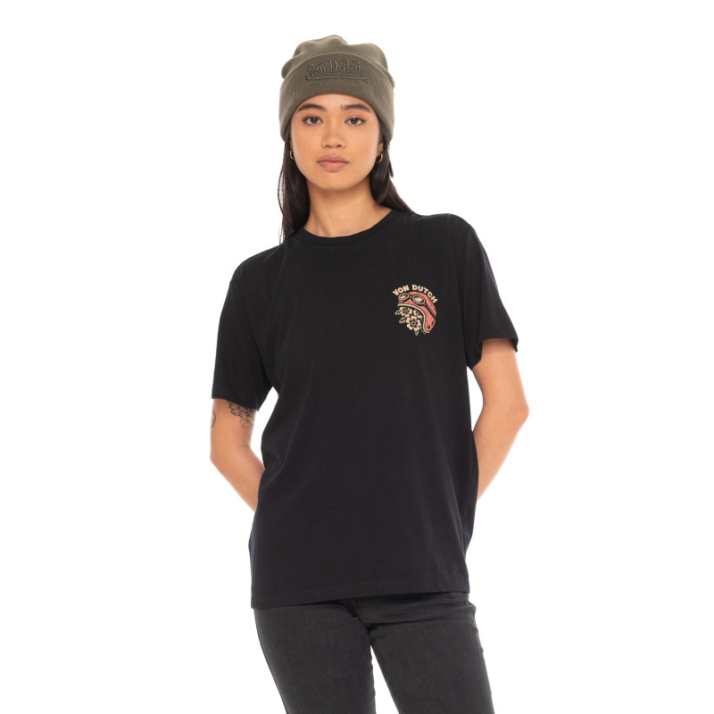 Tee Shirt Noir coupe Régular Col rond SMOKE | Femme - Vondutch