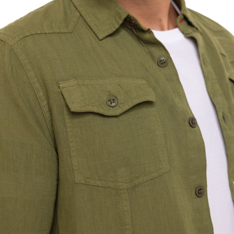 Chemise en Lin coupe Régular Manches longues Kaki LINO | homme - Vondutch