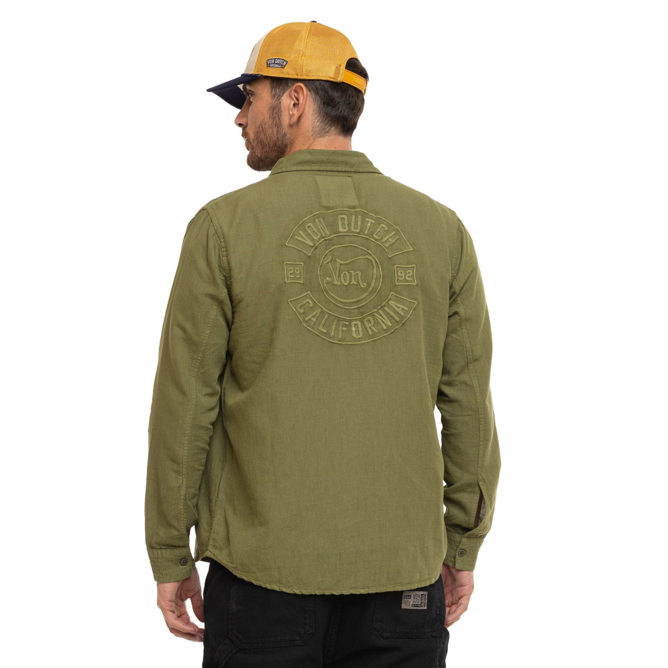 Chemise en Lin coupe Régular Manches longues Kaki LINO | homme - Vondutch