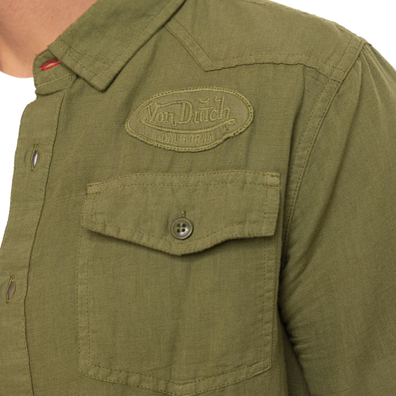 Chemise en Lin coupe Régular Manches longues Kaki LINO | homme - Vondutch