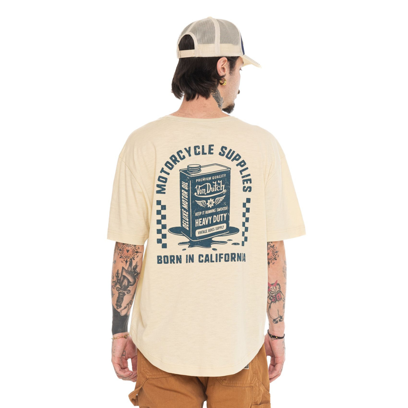 Tee Shirt Beige coupe Oversize Col rond effet Flammé OIL | Homme - Vondutch