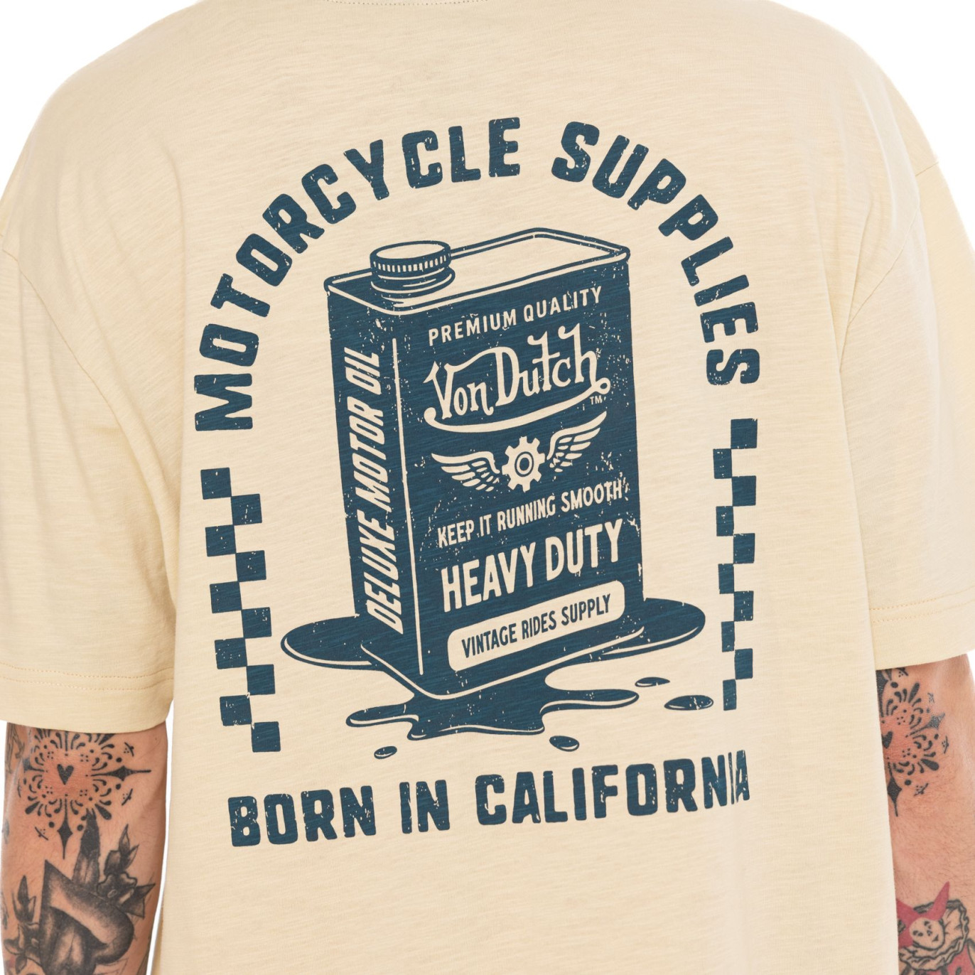 Tee Shirt Beige coupe Oversize Col rond effet Flammé OIL | Homme - Vondutch