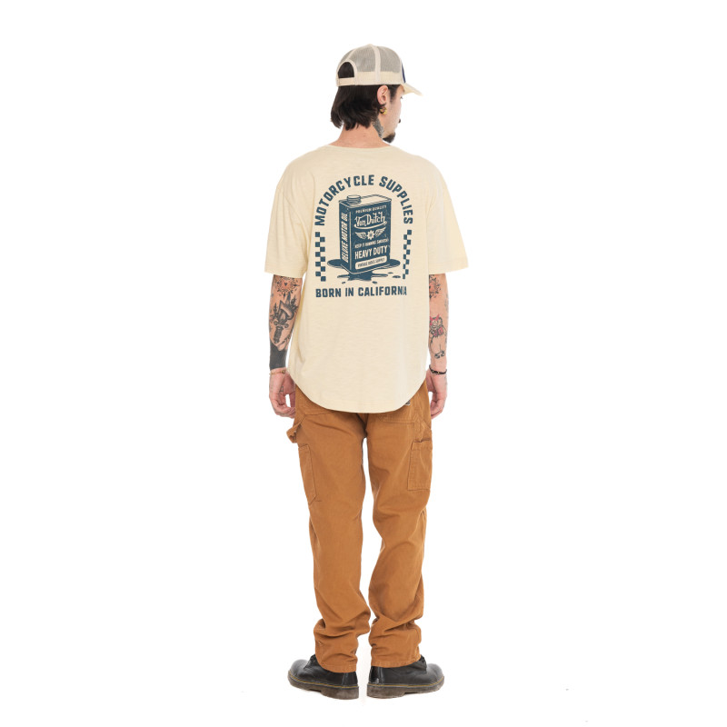 Tee Shirt Beige coupe Oversize Col rond effet Flammé OIL | Homme - Vondutch