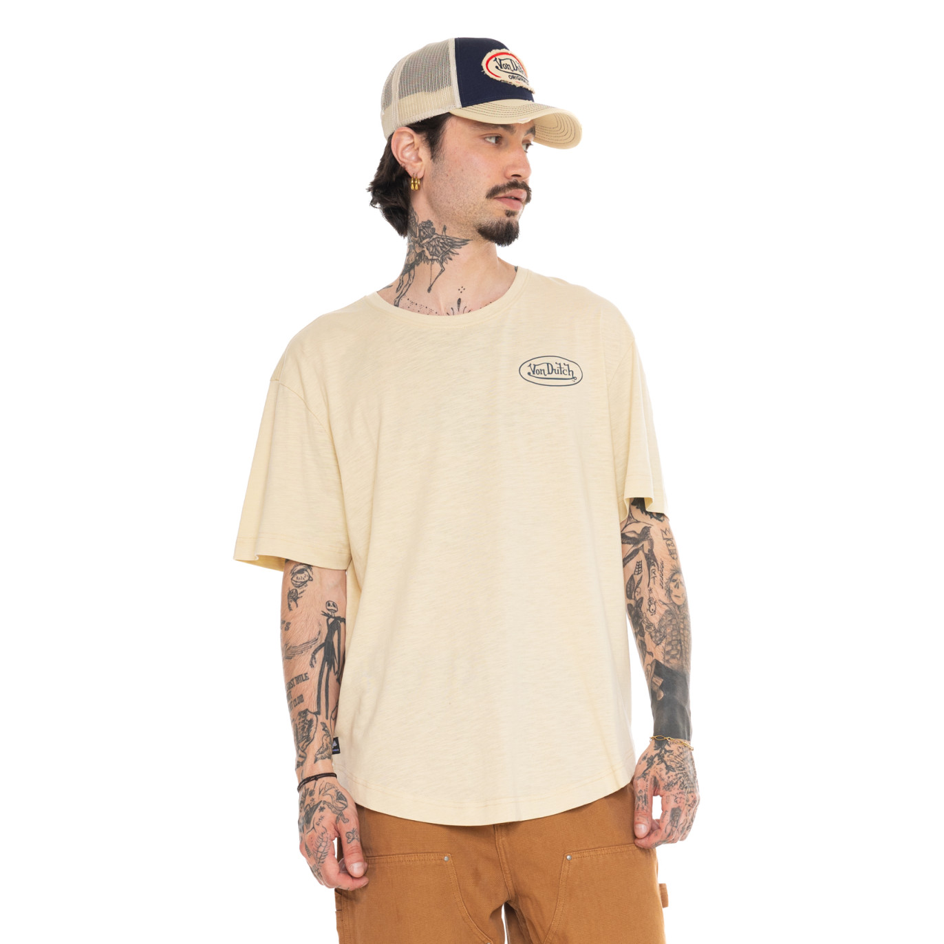 Tee Shirt Beige coupe Oversize Col rond effet Flammé OIL | Homme - Vondutch