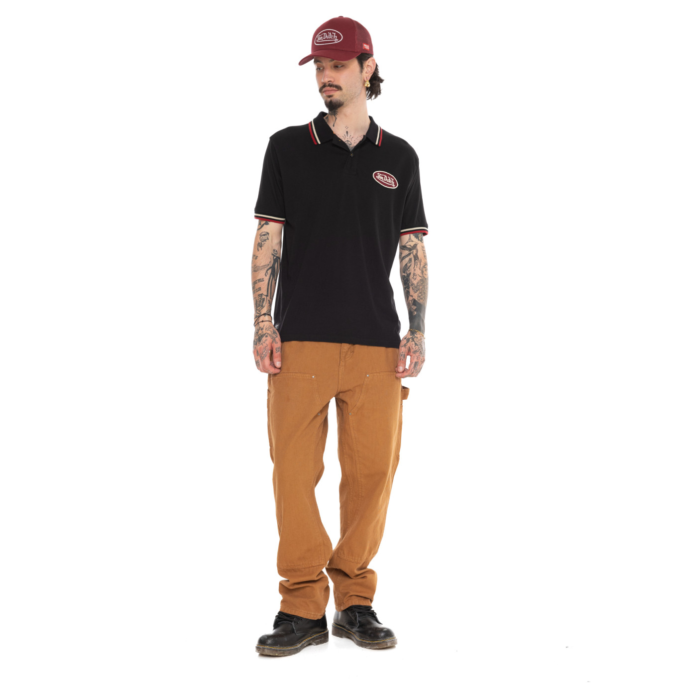 Polo Noir coupe Régular Col boutonné HAROLD | homme - Vondutch