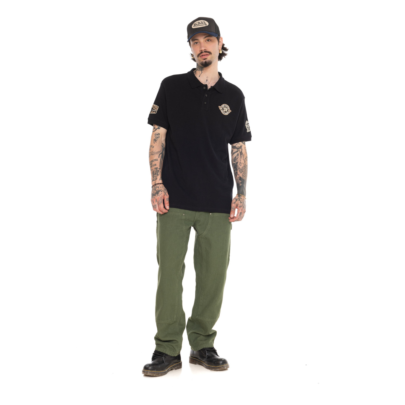 Polo Noir coupe Régular Col boutonné RAPH | homme - Vondutch