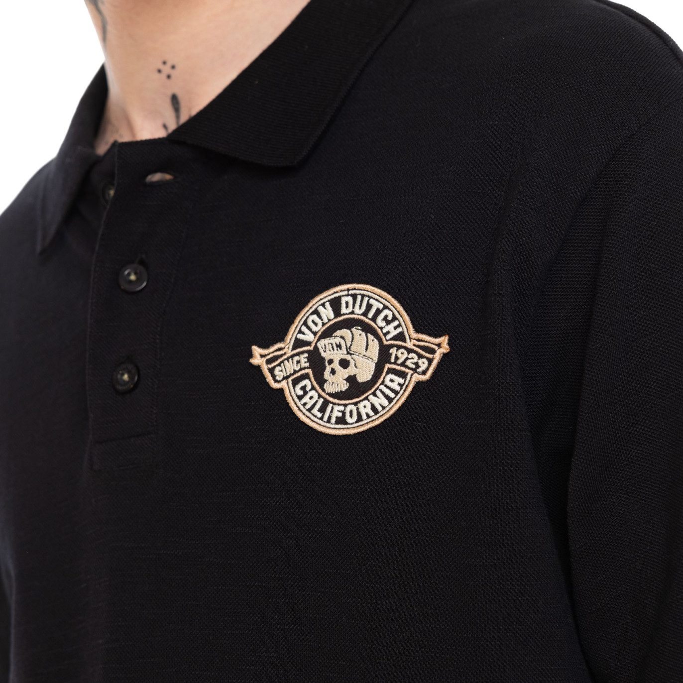 Polo Noir coupe Régular Col boutonné RAPH | homme - Vondutch