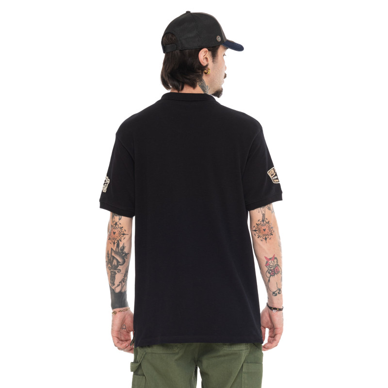 Polo Noir coupe Régular Col boutonné RAPH | homme - Vondutch