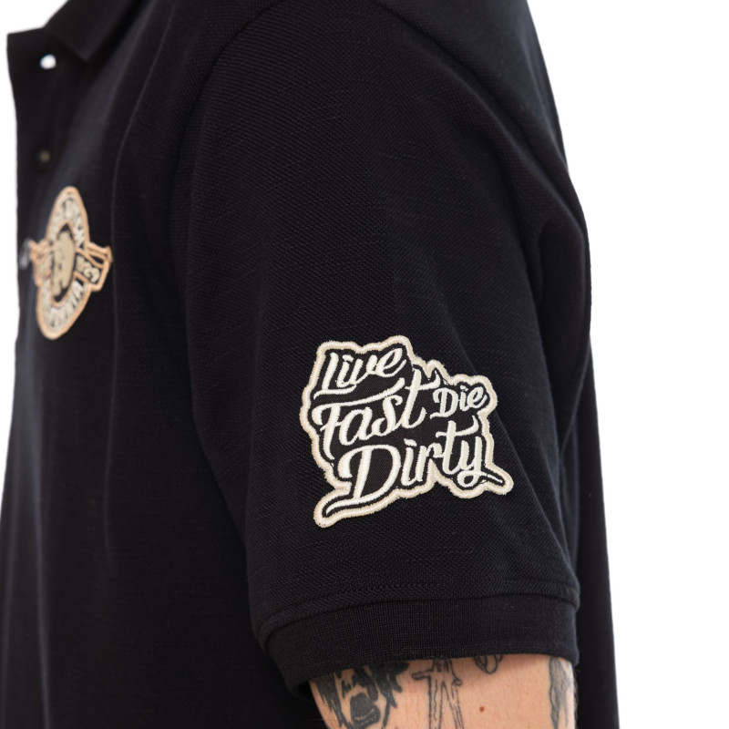 Polo Noir coupe Régular Col boutonné RAPH | homme - Vondutch