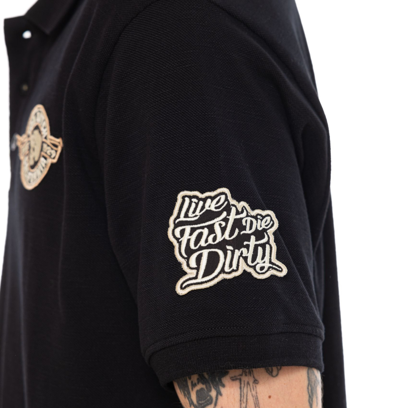 Polo Noir coupe Régular Col boutonné RAPH | homme - Vondutch