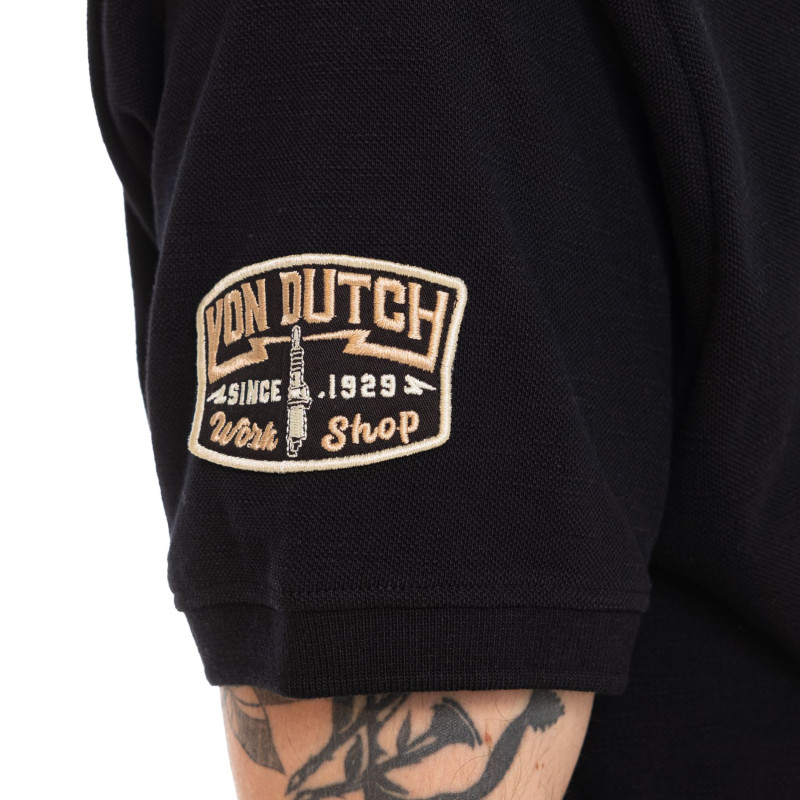 Polo Noir coupe Régular Col boutonné RAPH | homme - Vondutch