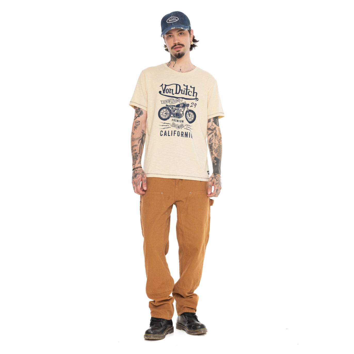 Tee Shirt Beige coupe Régular Col rond effet Flammé ZANE | Homme - Vondutch | Von Dutch