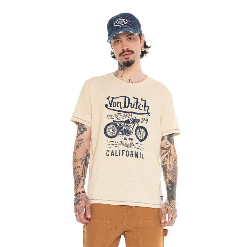 Tee Shirt Beige coupe Régular Col rond effet Flammé ZANE | Homme - Vondutch | Von Dutch