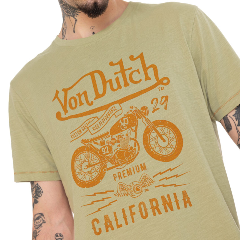 Tee Shirt Vert coupe Régular Col rond effet Flammé ZANE | Homme - Vondutch
