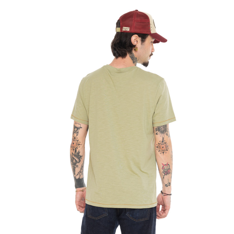 Tee Shirt Vert coupe Régular Col rond effet Flammé ZANE | Homme - Vondutch | Von Dutch