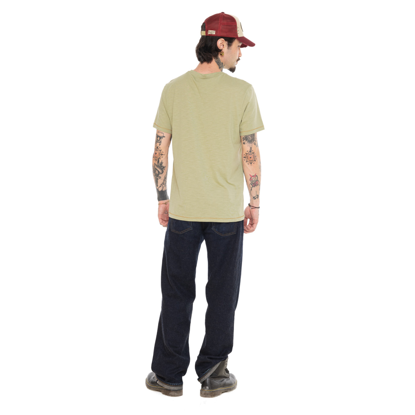 Tee Shirt Vert coupe Régular Col rond effet Flammé ZANE | Homme - Vondutch | Von Dutch